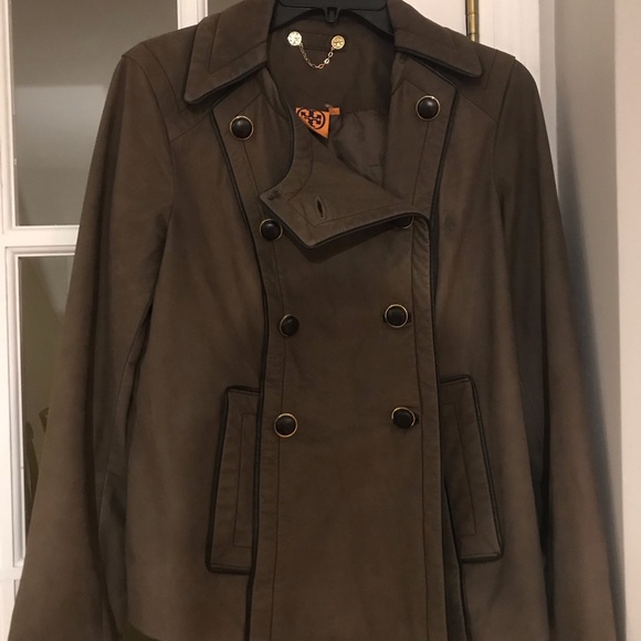 Tory Burch Brown Double-Breasted Lined Jacket Sz M - Picture 5 of 8